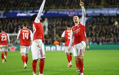 阿森纳欧冠六战全胜领跑积分榜，客场3-0完胜布鲁日