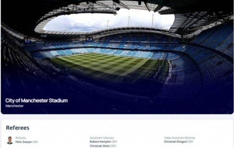 曼城vs那不勒斯欧冠裁判：德国裁判团领衔，兹瓦耶担任主裁