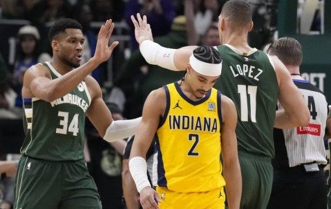 特伦特9记三分字母哥37+12 雄鹿大胜步行者总分1-2