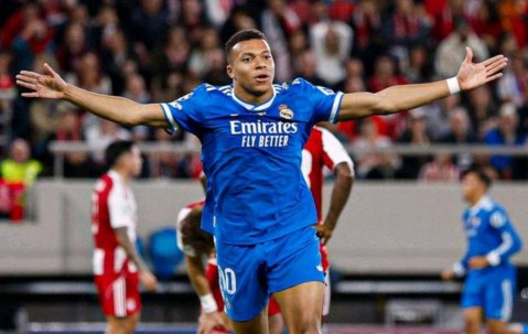 姆巴佩欧冠大四喜助皇马客场惊险4-3战胜奥林匹亚科斯