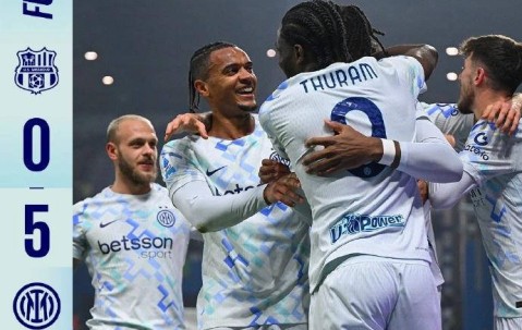 国米客场5球大胜萨索洛 多重利好助力领跑意甲